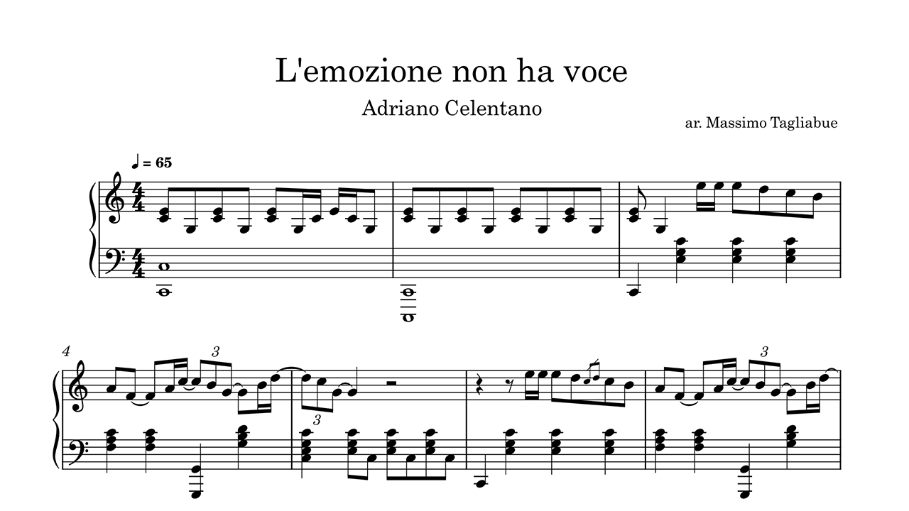 Adriano Celentano - L'emozione non ha voce Piano Sheet Music