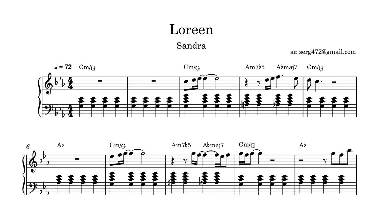 Sandra - Loreen Piano Sheet Music